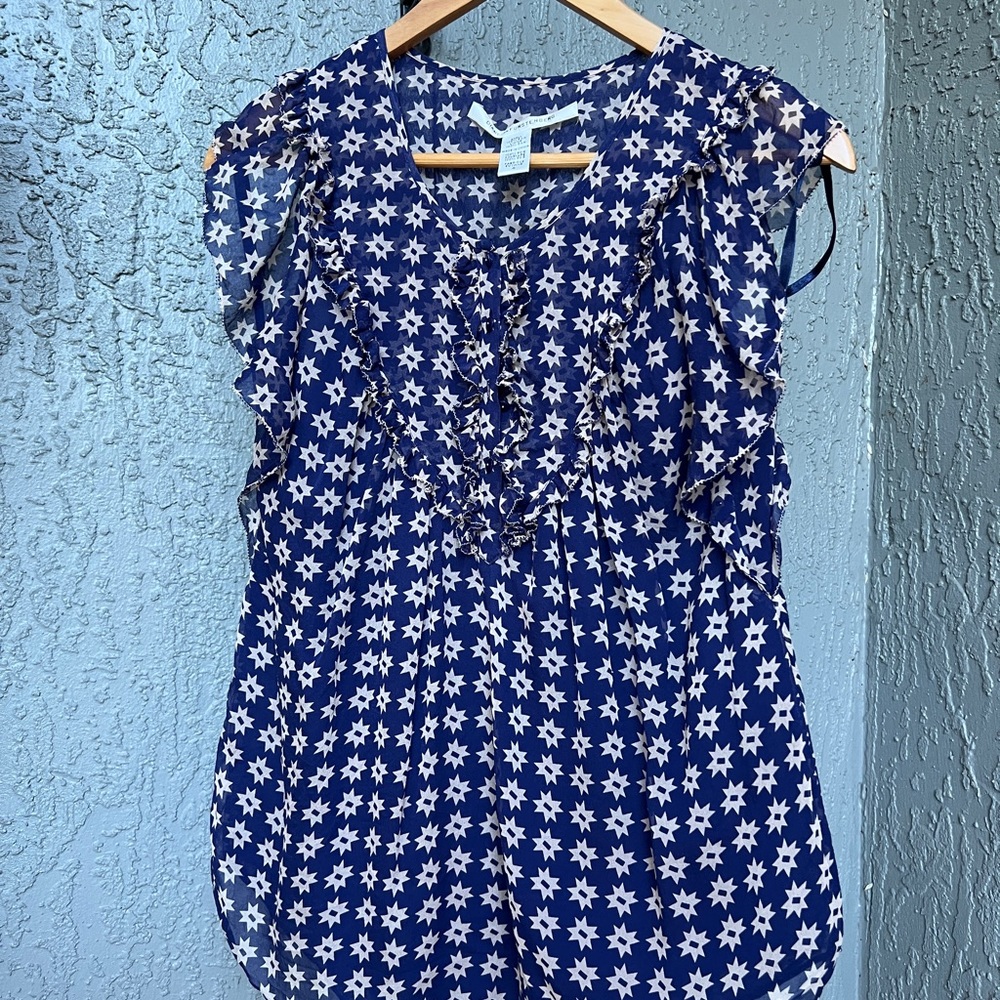DVF Silk Libellule Gaucho Star Print Top 4